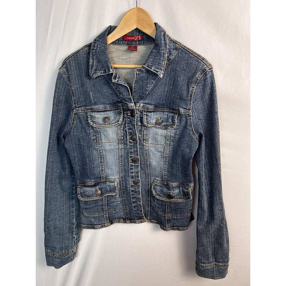 VTG Women's Twenty One 21 Denim Blue Jean Jacket Size Large
